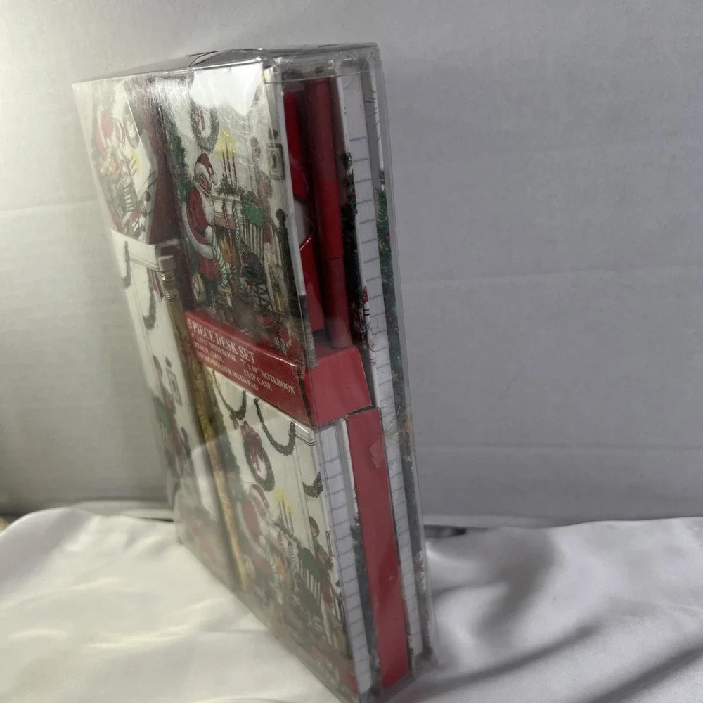 Vintage Christmas‎ 5 Piece Desk Set Notebook Pencil Case Grandma Nostalgia